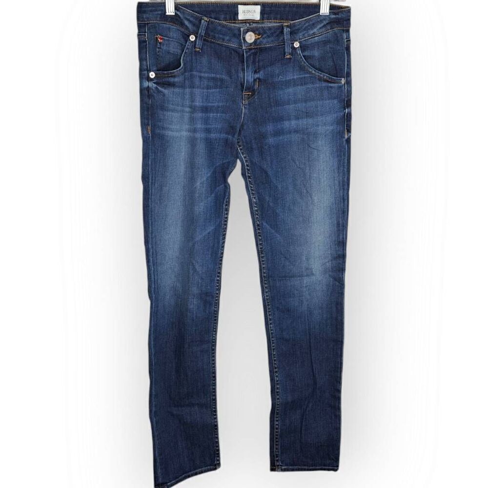 Hudson Women's Jax Boyfriend Skinny Soft Blue Jeans Distressed Flap Pocket size